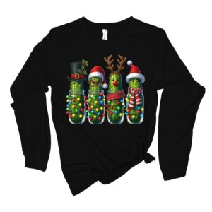 Funny Christmas Pickle Shirt, Cute Holiday Pickle Family Long Sleeve, Festive Xmas Lights Tee, Funny Matching Christmas Shirts, Funny Tees