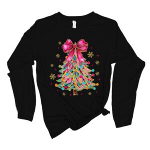 Colorful Christmas Tree Shirt, Holiday Bow Tee, Color Pop Christmas Shirt, Bright Festive Tee, Cute Holiday Lights Tee, Christmas Coquette